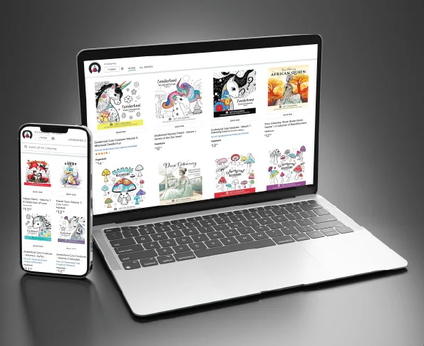 The Art Colouring store on a laptop and phone