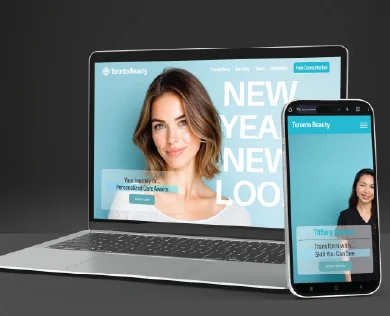 The Toronto Beauty site on a laptop and phone